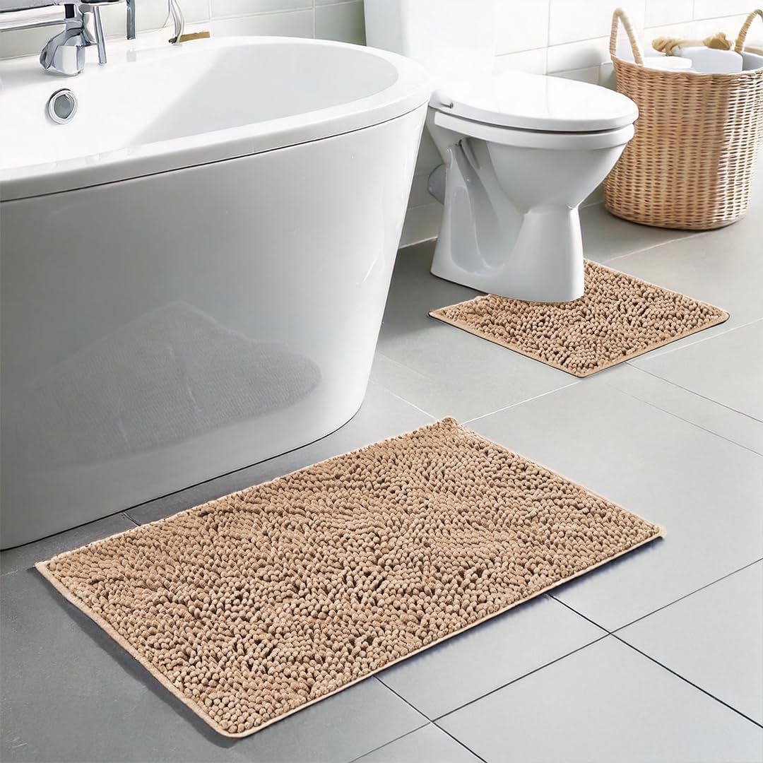 Muddy Mat® Bathroom Rugs set, Bath Mats (20”x30”) with U Shaped Toilet Mat (20”x20”) - Image 3